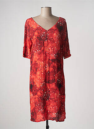 Robe mi-longue imprimé fantaisie manches courtes rouge AGATHE & LOUISE femme