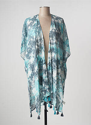 Veste kimono légère et transparente bleu L'ATELIER DE MILA femme
