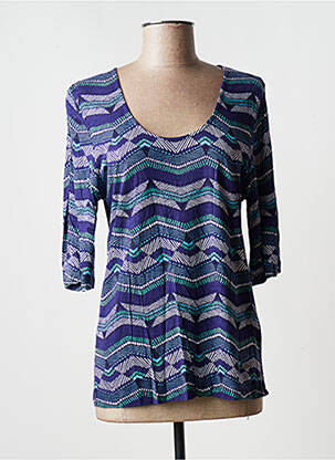 Top tissage jersey manches 3/4 bleu AGATHE & LOUISE femme