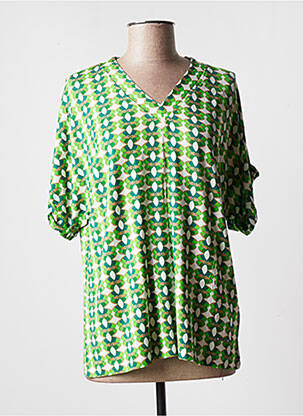 Top tissage jersey manches courtes vert AGATHE & LOUISE femme