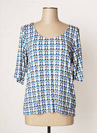 Top tissage jersey manches courtes bleu AGATHE & LOUISE femme