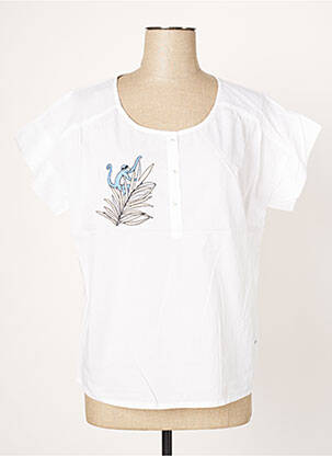 Blouse tissage popeline manches courtes blanc AGATHE & LOUISE femme
