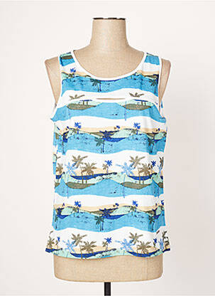 Top tissage jersey sans manche bleu AGATHE & LOUISE femme