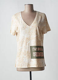 T-shirt col v manches courtes beige EVA KAYAN femme