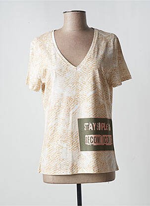 T-shirt col v manches courtes beige EVA KAYAN femme