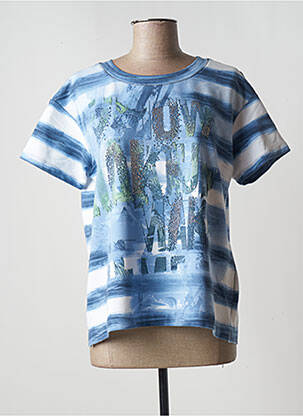 T-shirt sérigraphie avec strass manches courtes bleu RABE femme