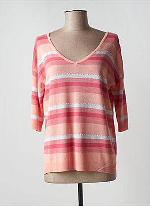 Pull col v manches 3/4 orange LEO & UGO femme