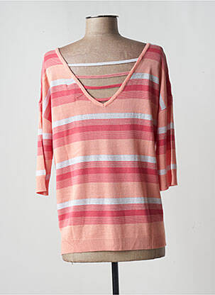 Pull col v manches 3/4 orange LEO & UGO femme