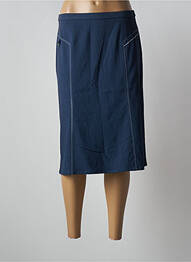 Jupe mi-longue coupe droite bleu GUY DUBOUIS femme