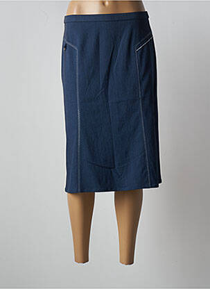 Jupe mi-longue coupe droite bleu GUY DUBOUIS femme