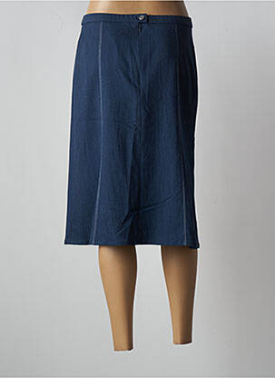 Jupe mi-longue coupe droite bleu GUY DUBOUIS femme