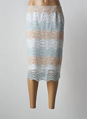 Jupe mi-longue coupe droite beige GREGORY PAT femme