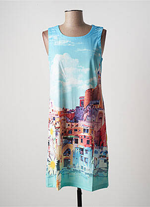 Robe mi-longue imprimé fantaisie sans manche bleu ESPRIT DE LA MER femme