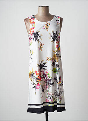 Robe mi-longue imprimé fleurs sans manche beige ESPRIT DE LA MER femme