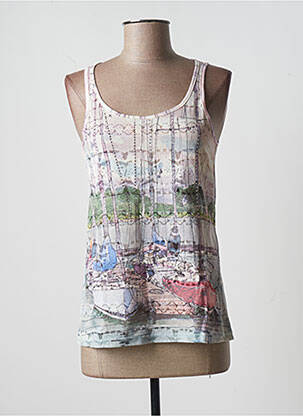 Top imprimé fantaisie sans manche beige ESPRIT DE LA MER femme