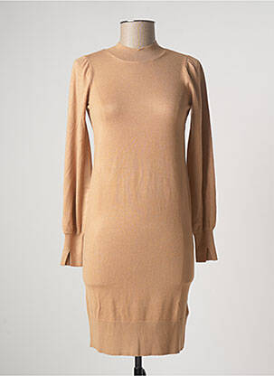 Robe pull col col montant manches longues beige CAMAIEU femme