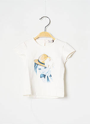 T-shirt fermeture boutonnée au dos manches courtes blanc J.O MILANO fille