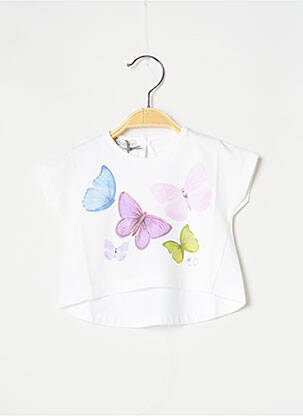 T-shirt fermeture boutonnée au dos manches courtes blanc J.O MILANO fille