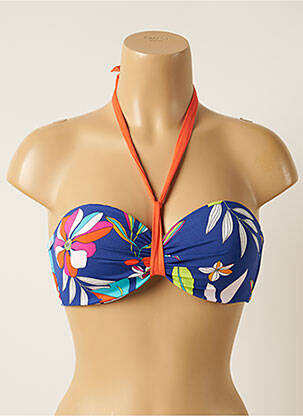 Haut de maillot de bain stretch haut soutien-gorge moulé bleu CHERRY BEACH femme