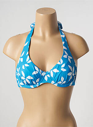 Haut de maillot de bain fermeture liens à nouer haut soutien-gorge emboitant bleu AUBADE femme