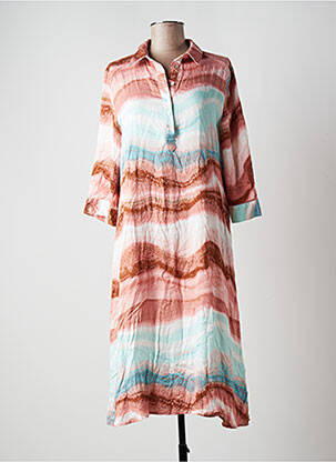 Robe mi-longue coupe fluide manches 3/4 marron B.YOUNG femme