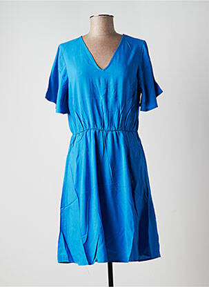 Robe mi-longue coupe évasée manches courtes bleu B.YOUNG femme