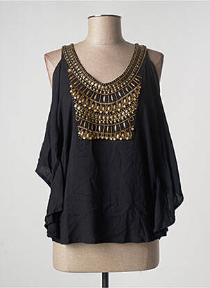 Top coupe fluide sans manche noir SUKU BAZAR femme
