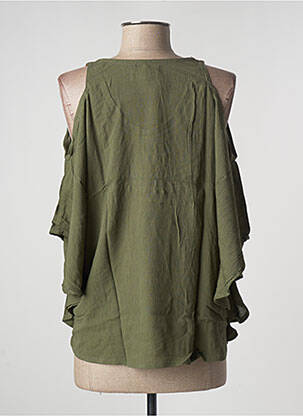 Top tissage crêpe sans manche vert SUKU BAZAR femme