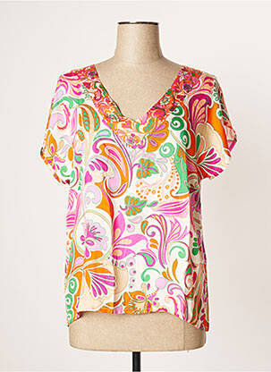 Blouse tissage popeline manches courtes orange PAUL BRIAL femme