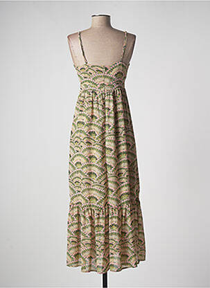 Robe longue coupe évasée fines bretelles vert MOLLY BRACKEN femme