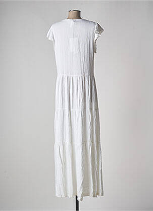 Robe longue manches courtes manches courtes blanc LA FABBRICA DEL LINO femme