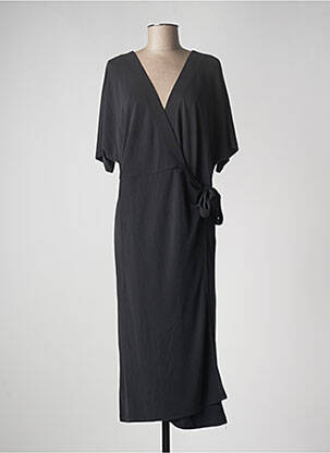 Robe longue manches courtes manches courtes noir LOSAN femme