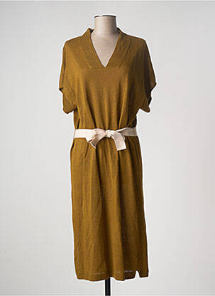 Robe mi-longue manches courtes manches courtes vert DES PETITS HAUTS femme