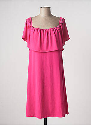 Robe mi-longue coupe fluide manches courtes rose LOSAN femme