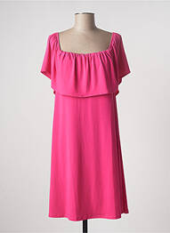 Robe mi-longue coupe fluide manches courtes rose LOSAN femme