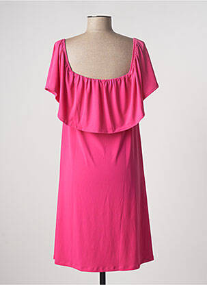 Robe mi-longue coupe fluide manches courtes rose LOSAN femme