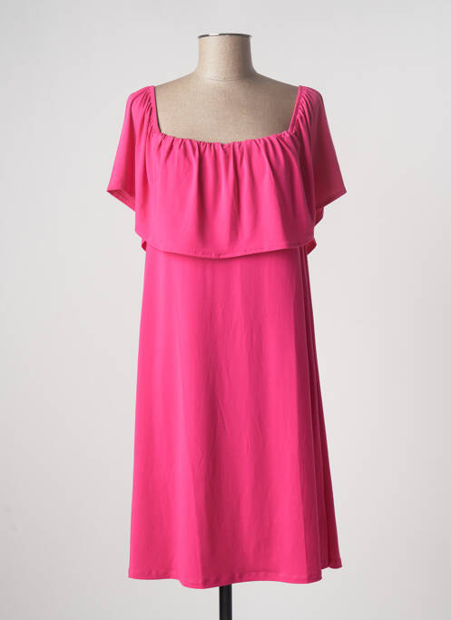 Robe mi-longue coupe fluide manches courtes rose LOSAN femme