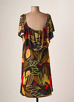 Robe mi-longue coupe fluide manches courtes vert LOSAN femme
