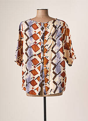 Blouse imprimé fantaisie manches 3/4 beige LA FABBRICA DEL LINO femme
