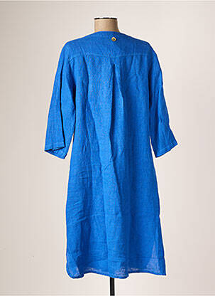 Robe mi-longue manches 3/4 manches 3/4 bleu LA FABRICA DEL LINO femme