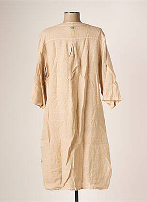 Robe mi-longue manches 3/4 manches 3/4 beige LA FABRICA DEL LINO femme