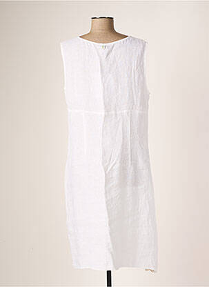 Robe mi-longue sans manche sans manche blanc LA FABBRICA DEL LINO femme