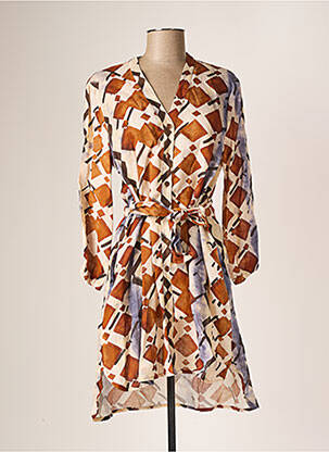 Robe courte manches longues manches longues marron LA FABRICA DEL LINO femme