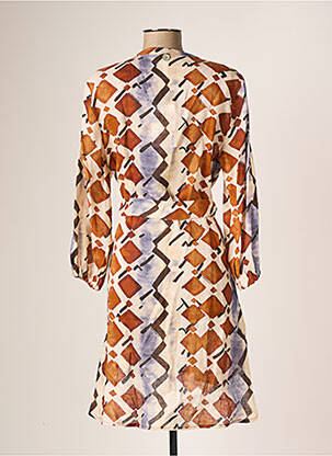 Robe courte manches longues manches longues marron LA FABRICA DEL LINO femme