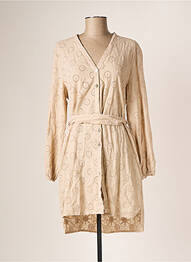 Robe courte manches longues manches longues beige LA FABBRICA DEL LINO femme