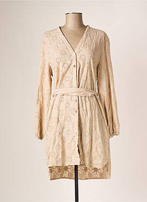 Robe courte manches longues manches longues beige LA FABBRICA DEL LINO femme