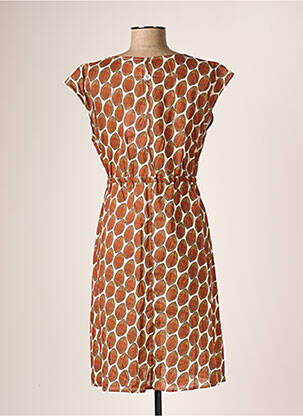 Robe mi-longue coupe fluide manches courtes marron LA FABBRICA DEL LINO femme