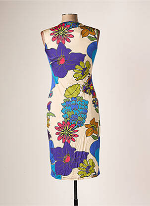 Robe mi-longue imprimé fleurs sans manche bleu EROKE femme