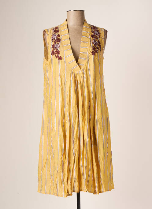 Robe mi-longue coupe fluide sans manche beige DAVID femme