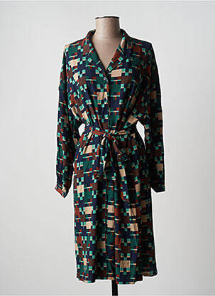 Robe mi-longue coupe fluide manches longues vert NICE THINGS femme